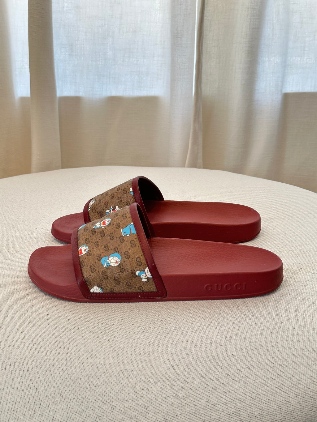 Gucci Burgandy Slip On Sandals