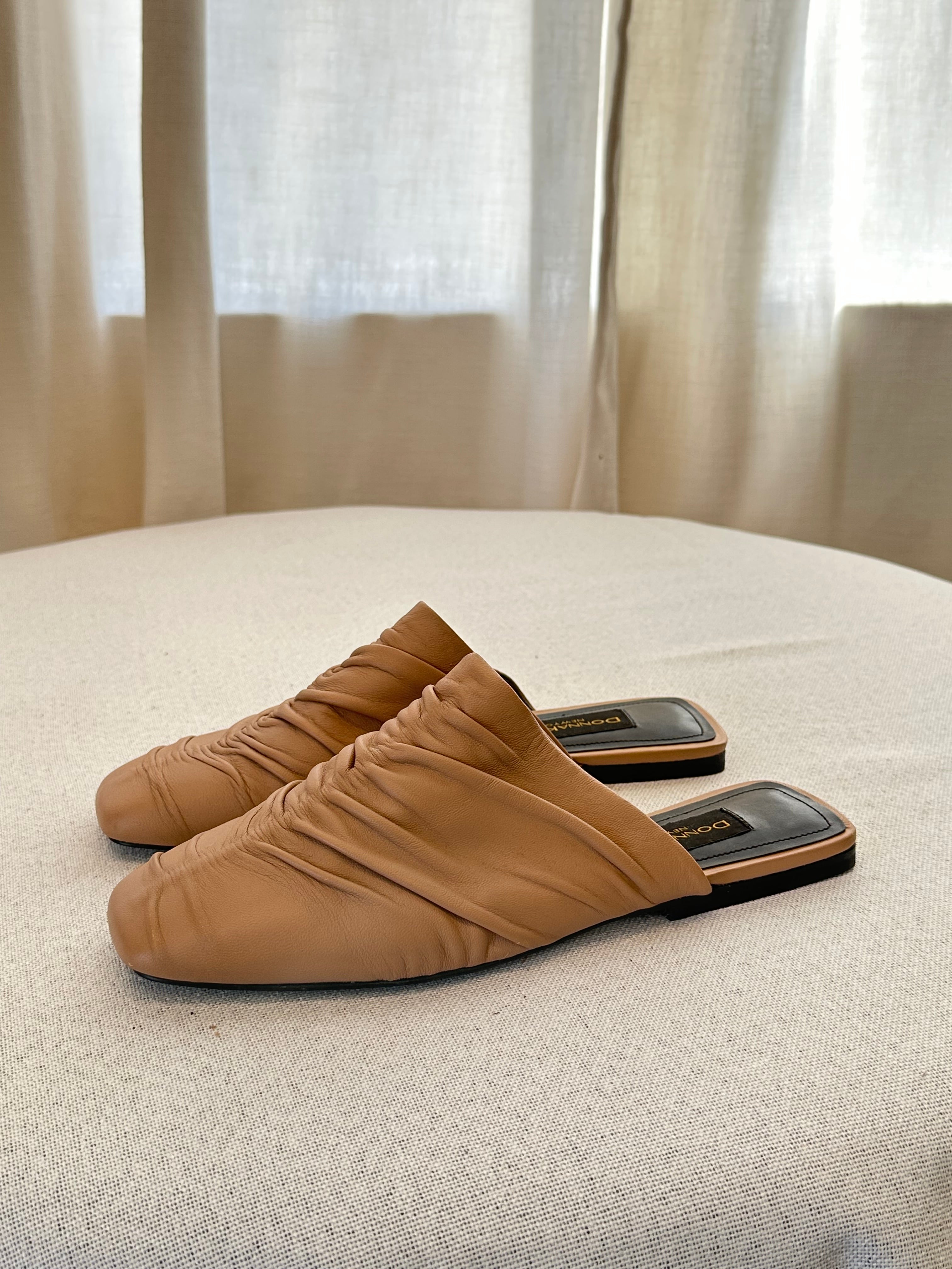 Donna Karan Leather Tan Mules