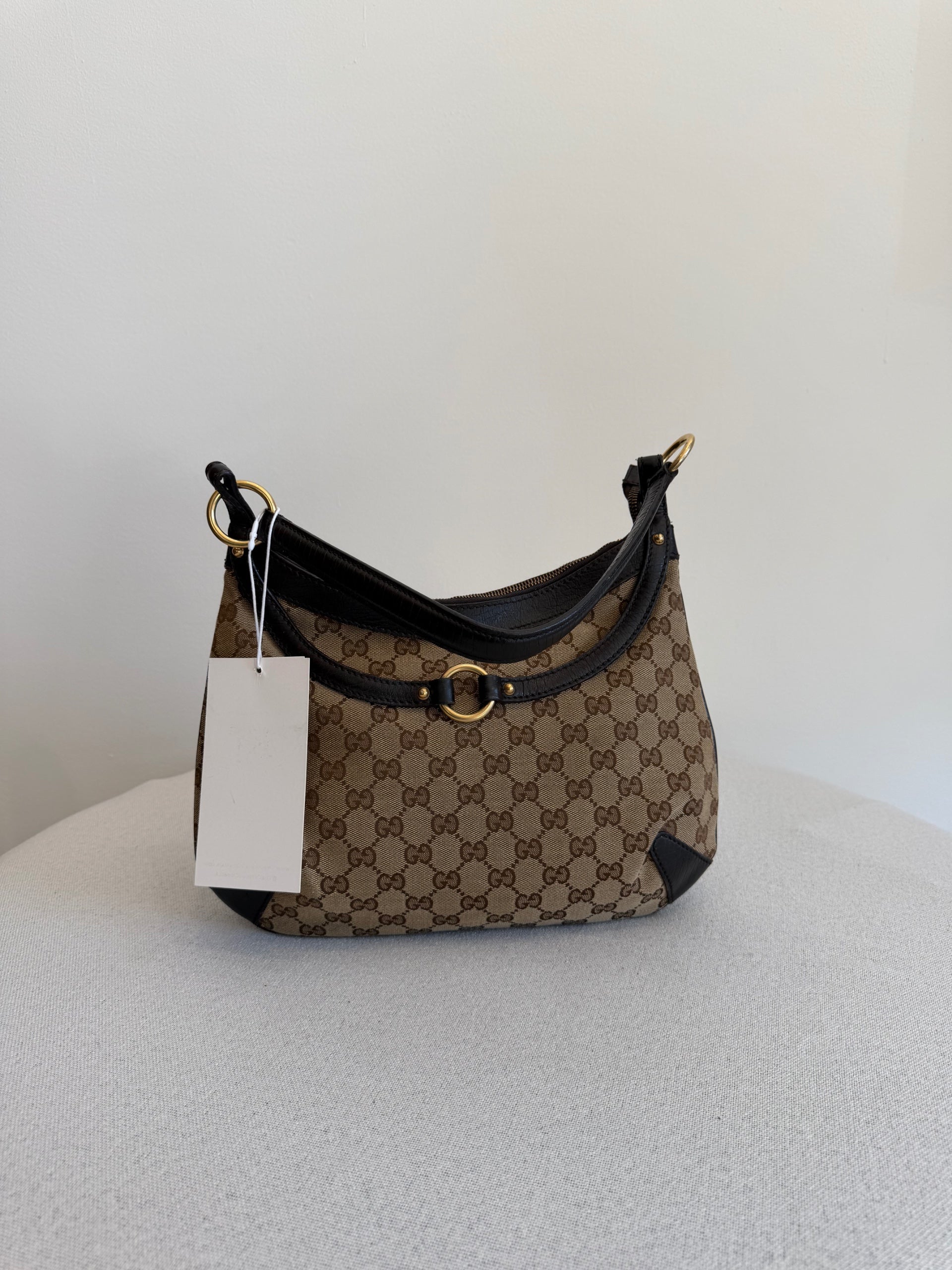Gucci Canvas Horsebit GG Shoulder Bag