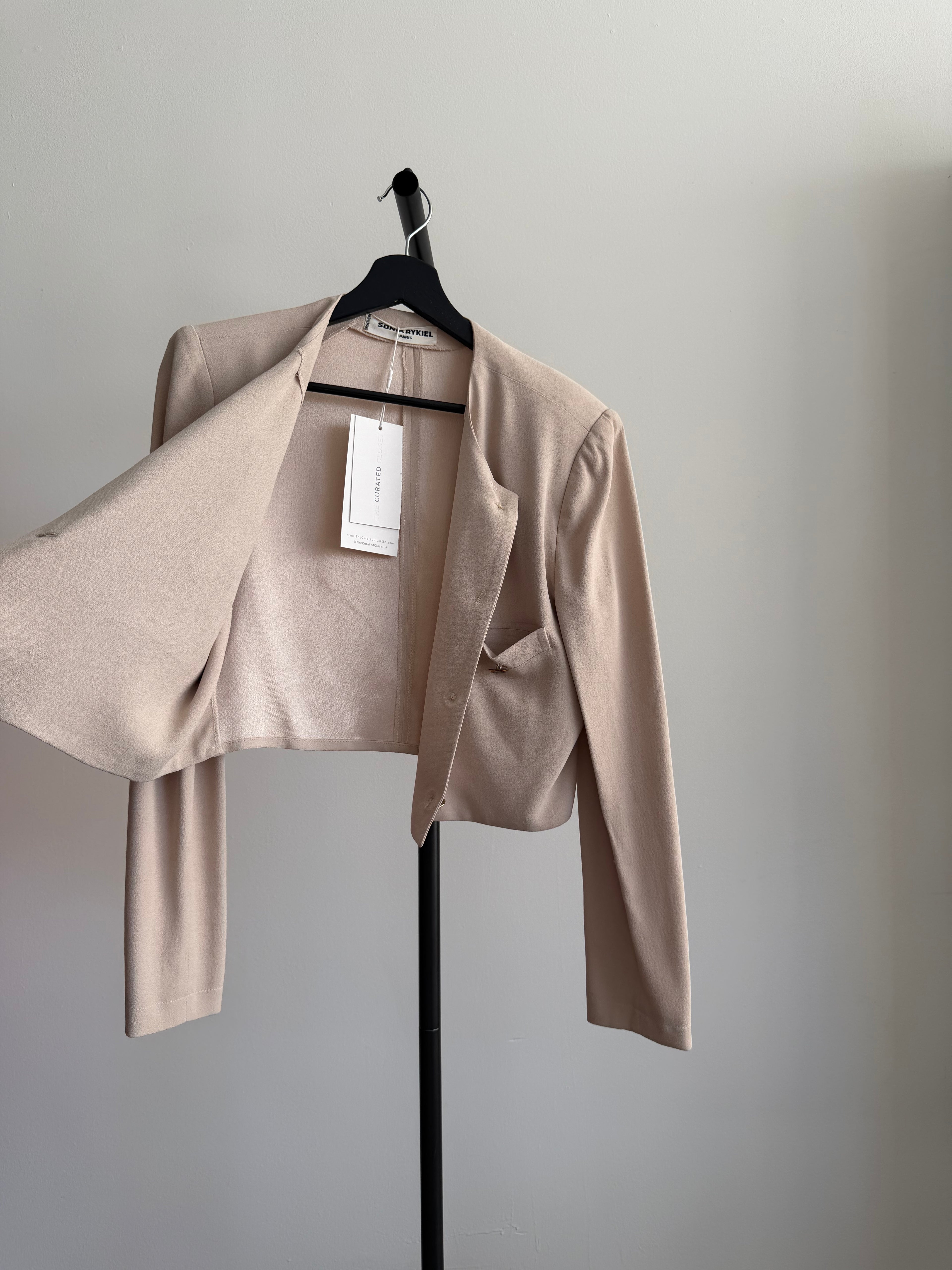 Sonia Rykiel Tan Long Sleeve Cropped Blouse