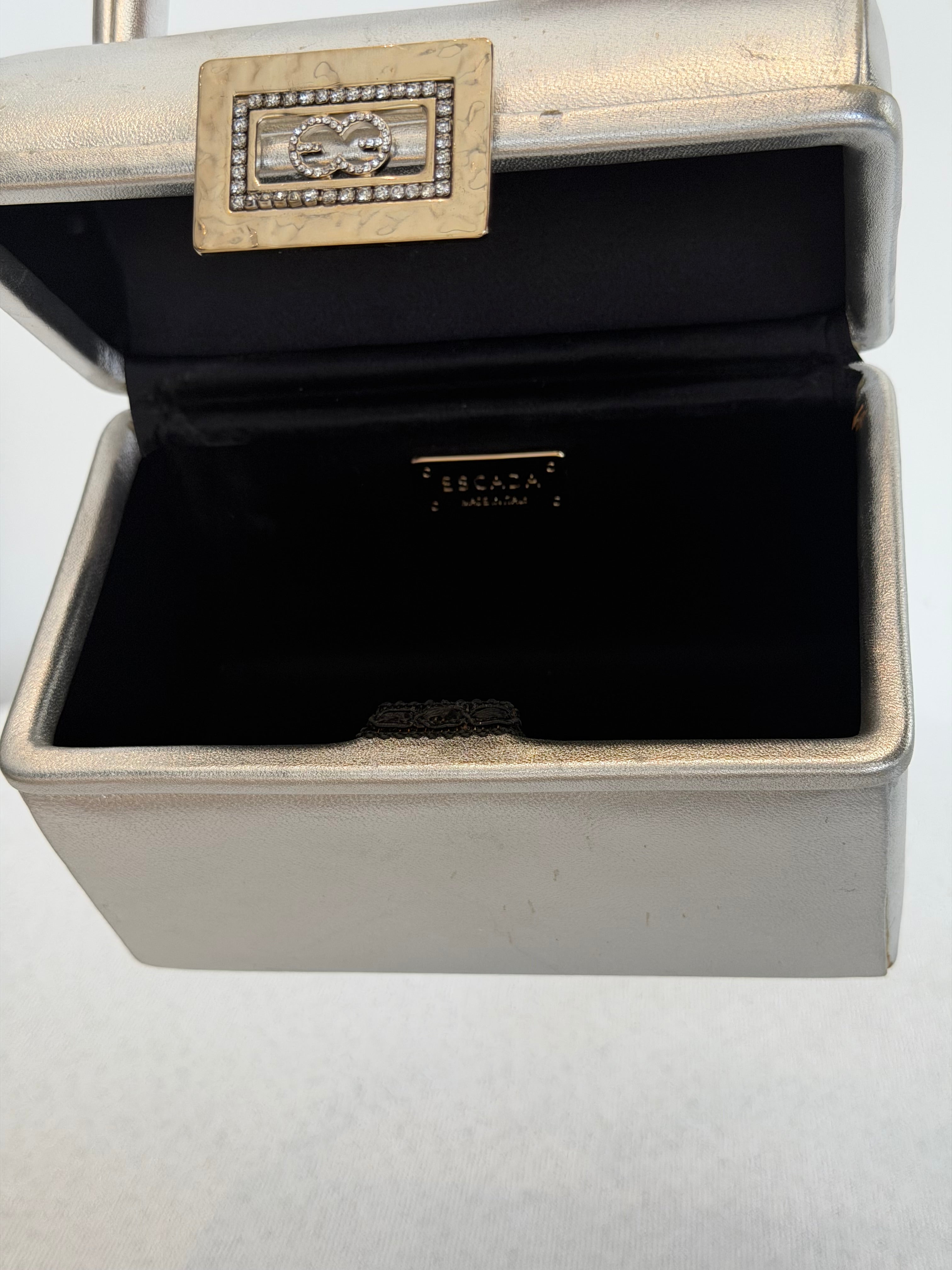 Escada Silver Metallic Mini Box Purse