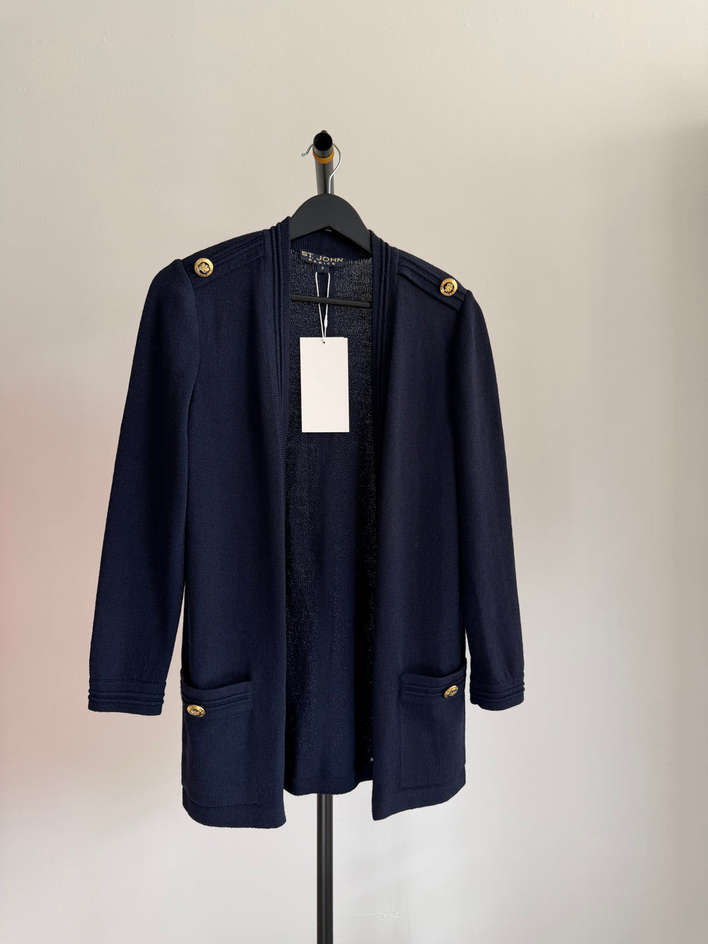 Vintage St. John Navy Open Front Cardigan