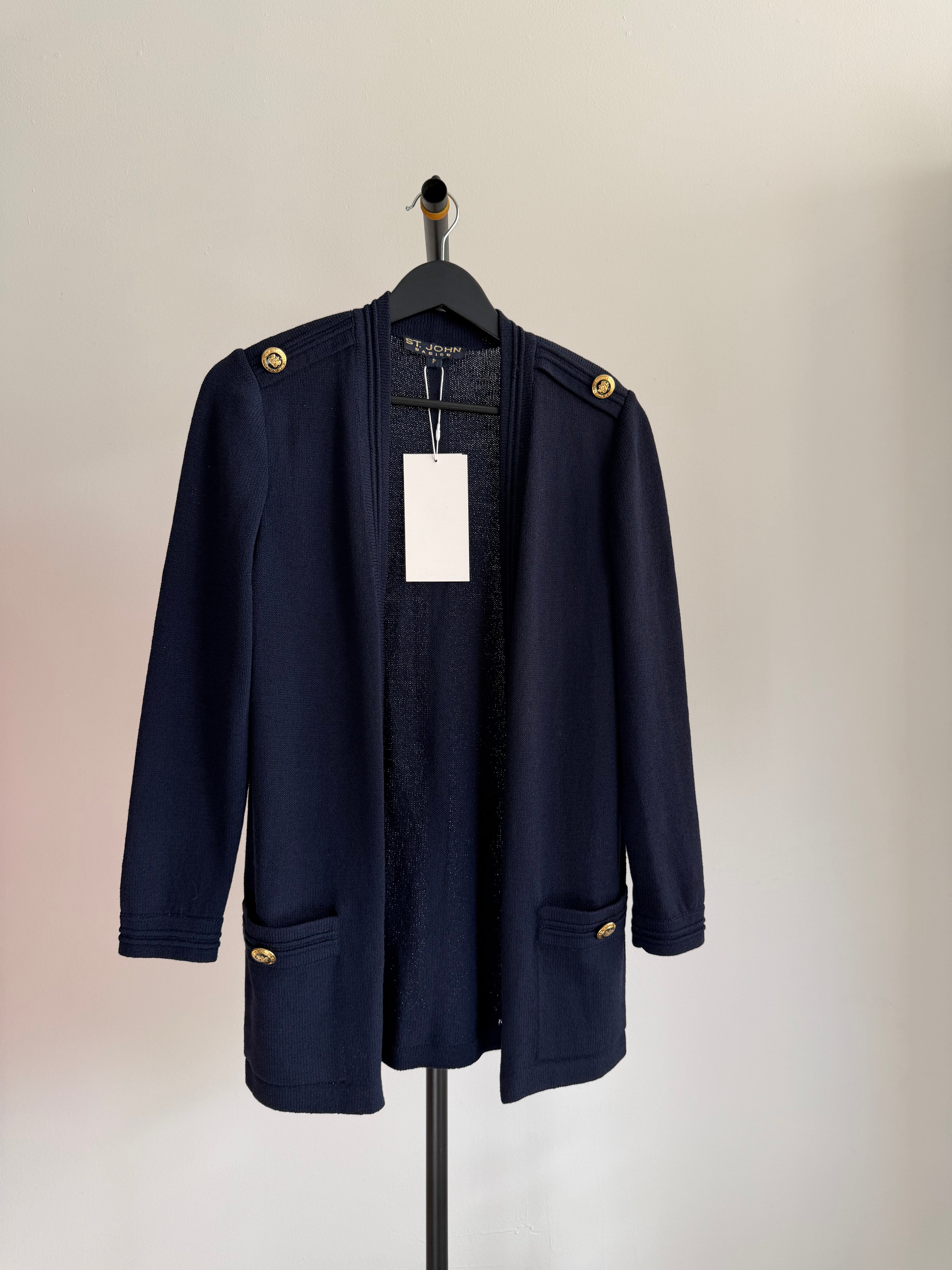 Vintage St. John Navy Open Front Cardigan
