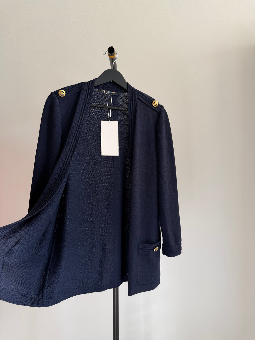 Vintage St. John Navy Open Front Cardigan