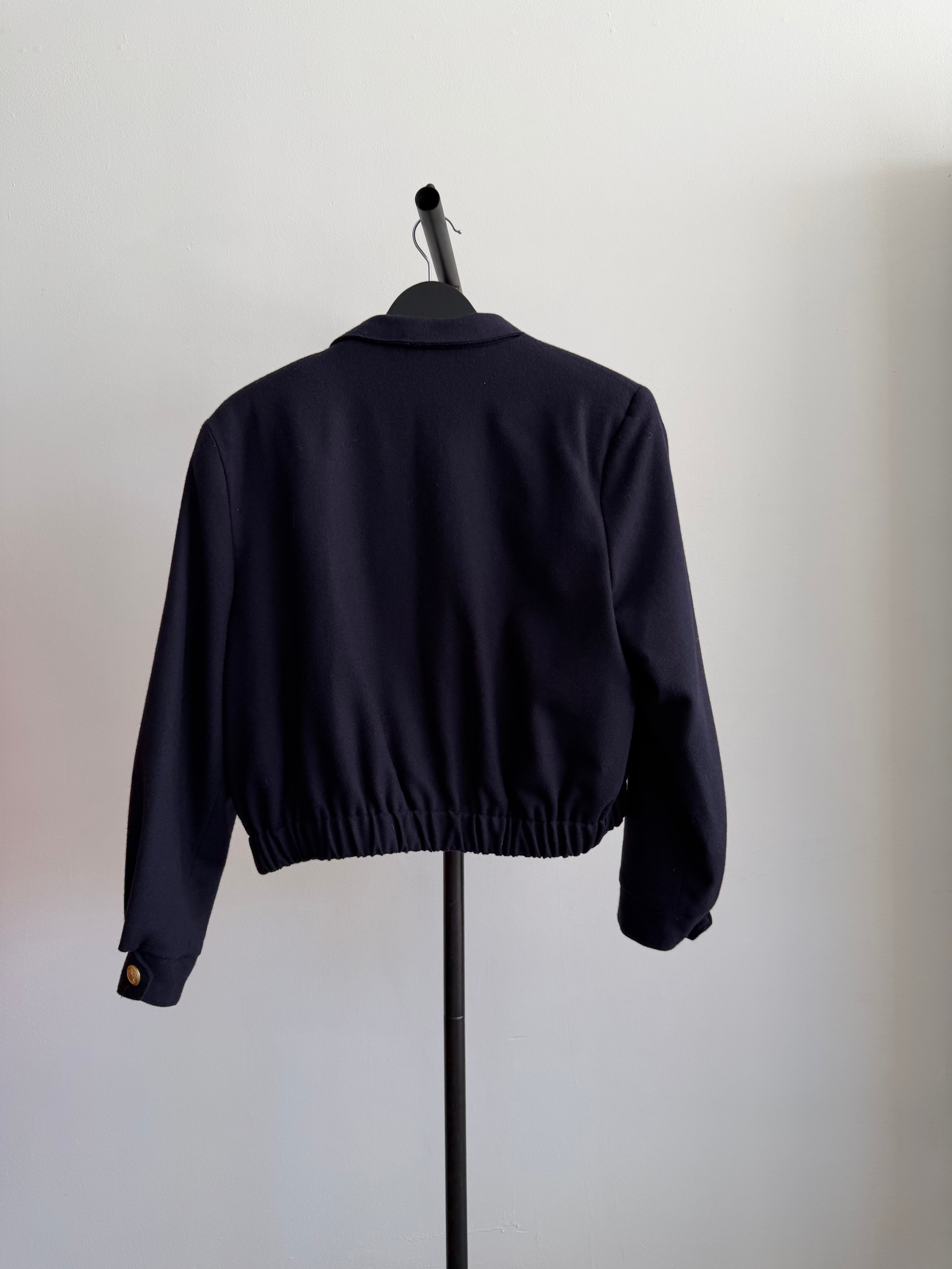 Vintage Bill Blass Navy Blue Bomber Jacket