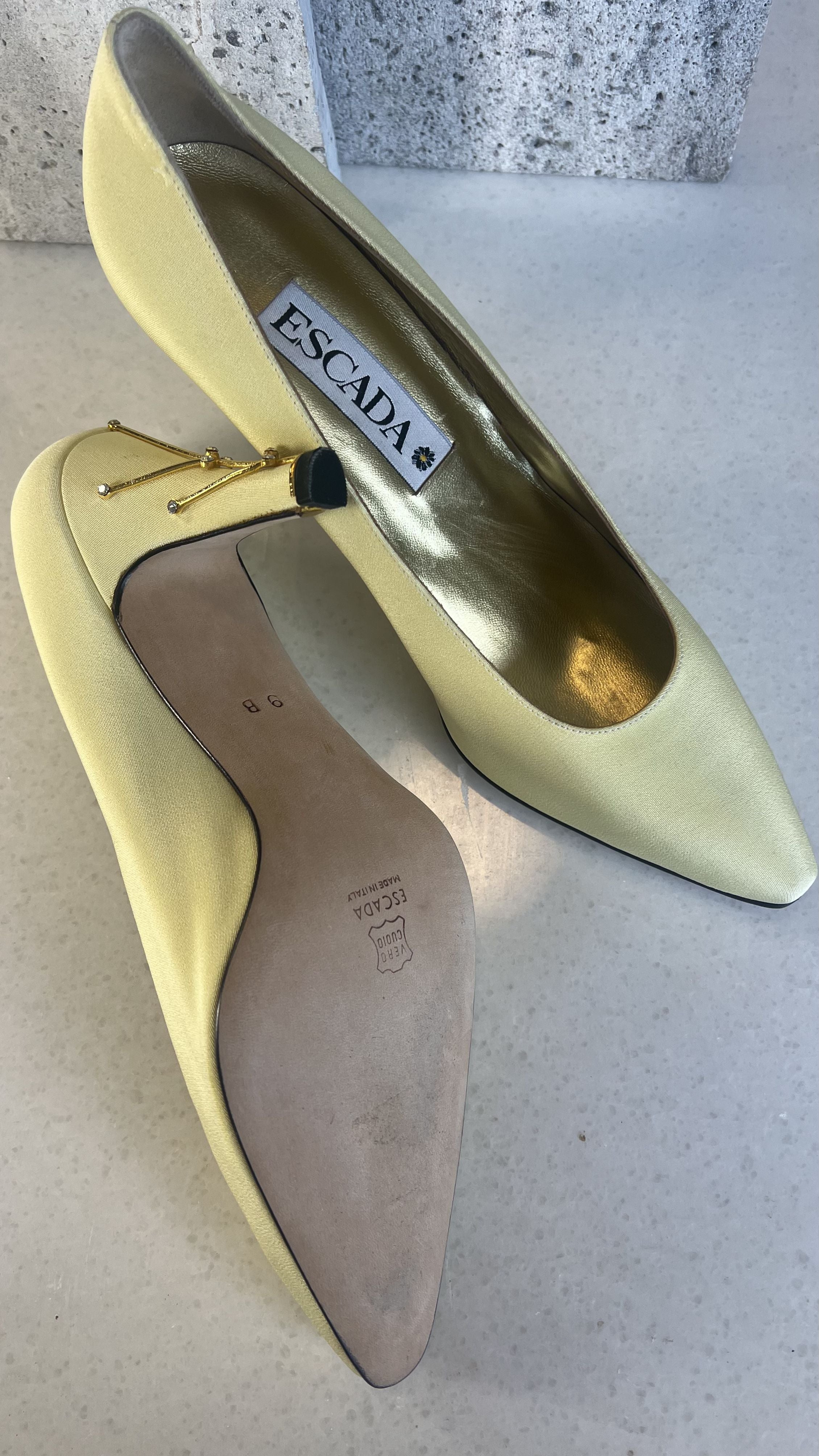 Escada Yellow Satin Pumps