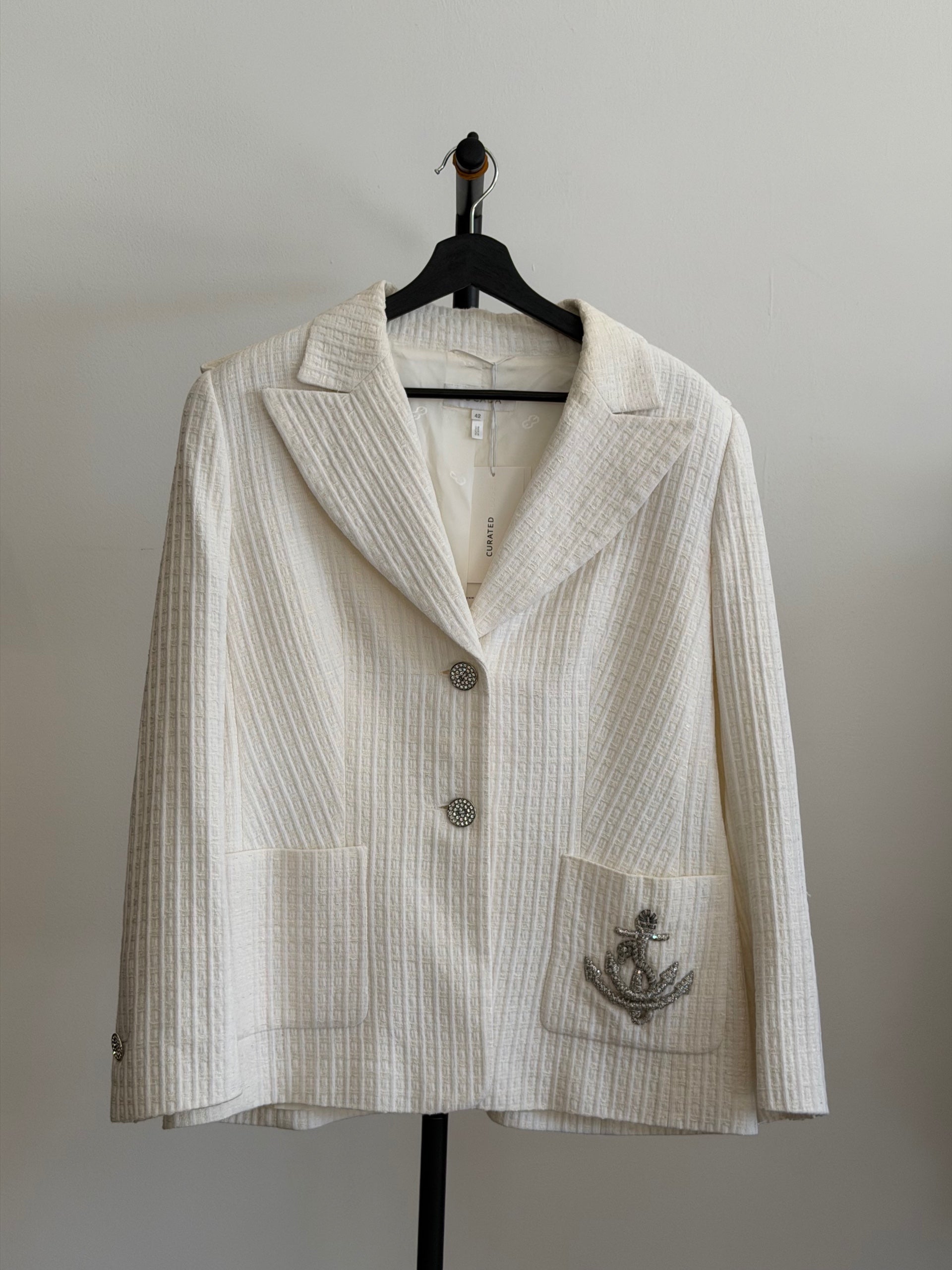 Escada White Textured Blazer