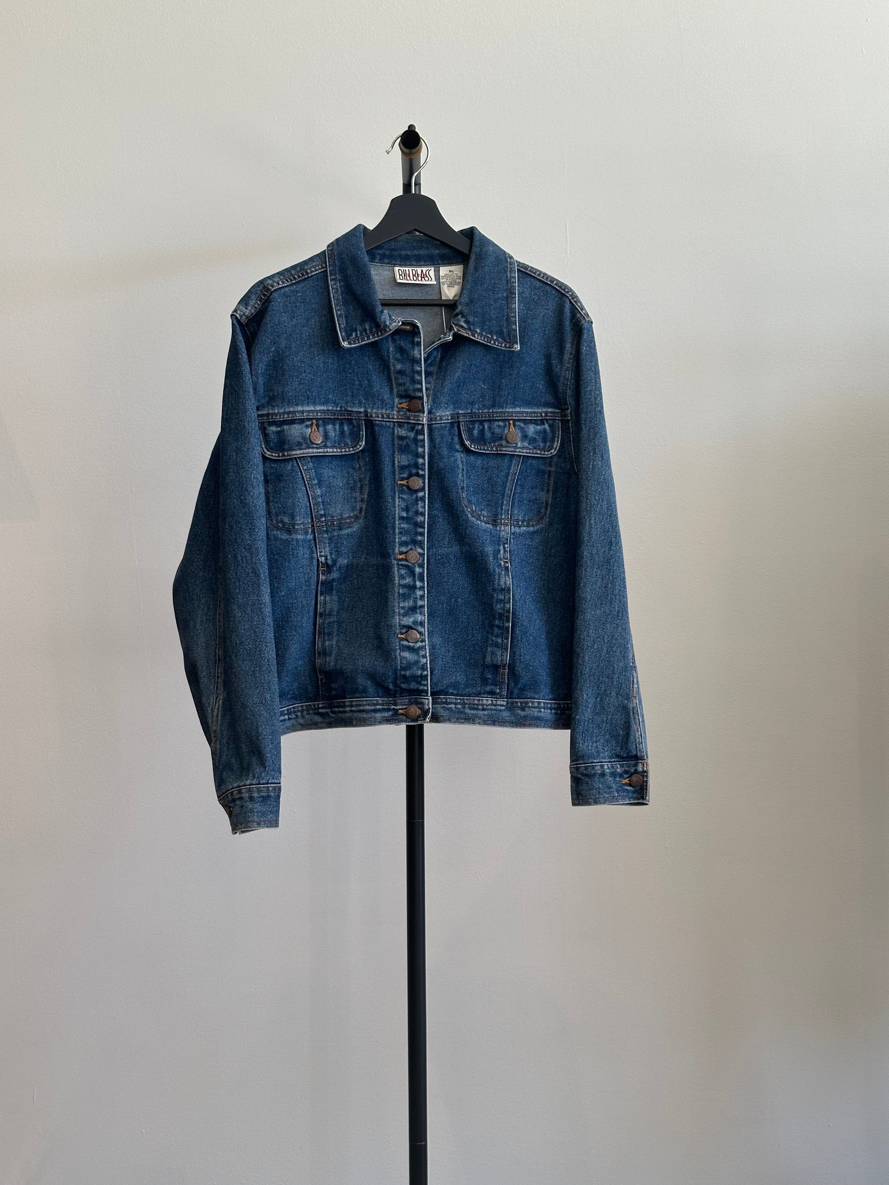 Vintage Distressed Bill Blass Denim Jacket, Sz XL