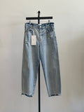 Frame Barrel Leg Jeans, Distressed , Size 29