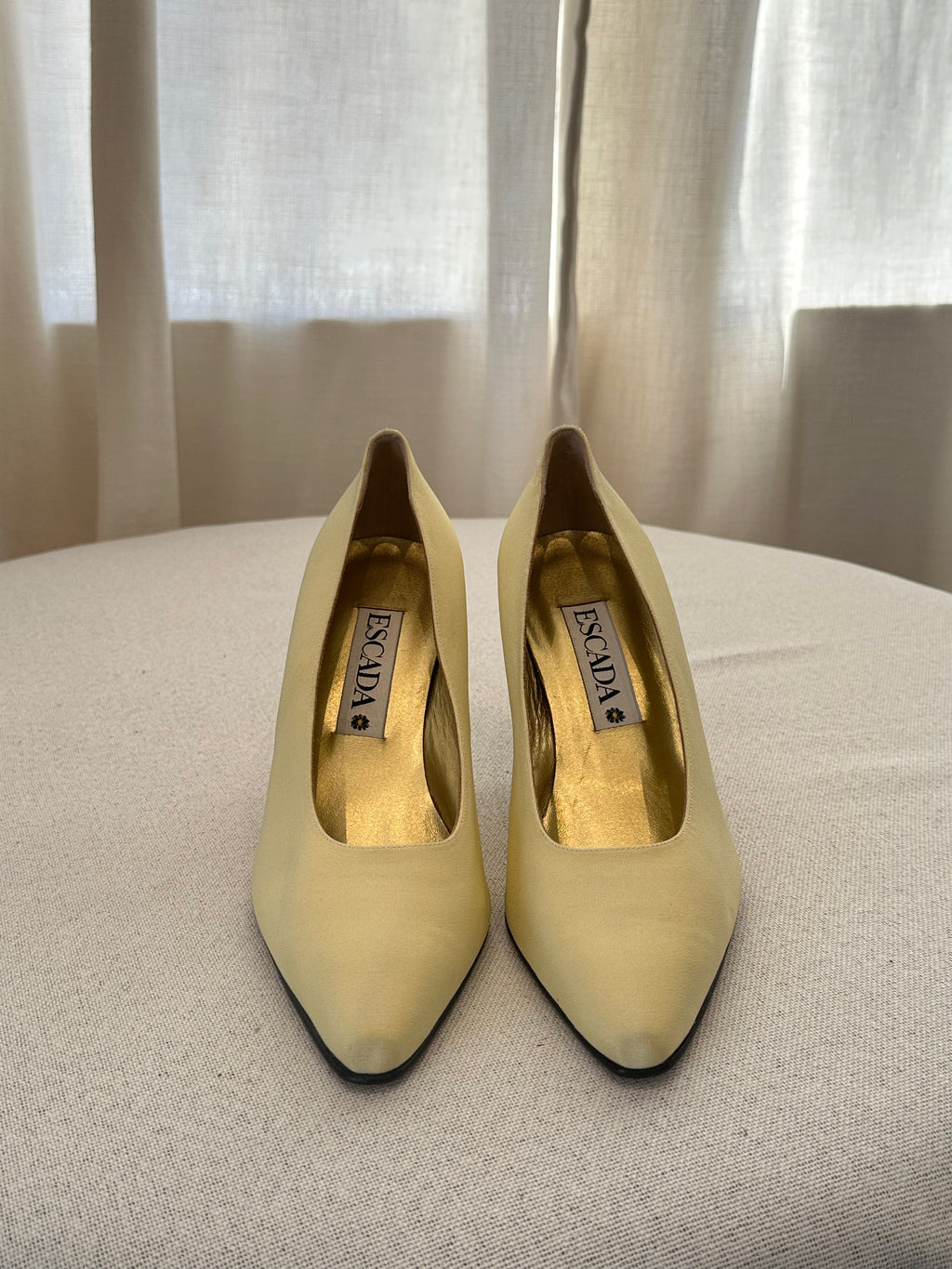 Escada Yellow Satin Pumps