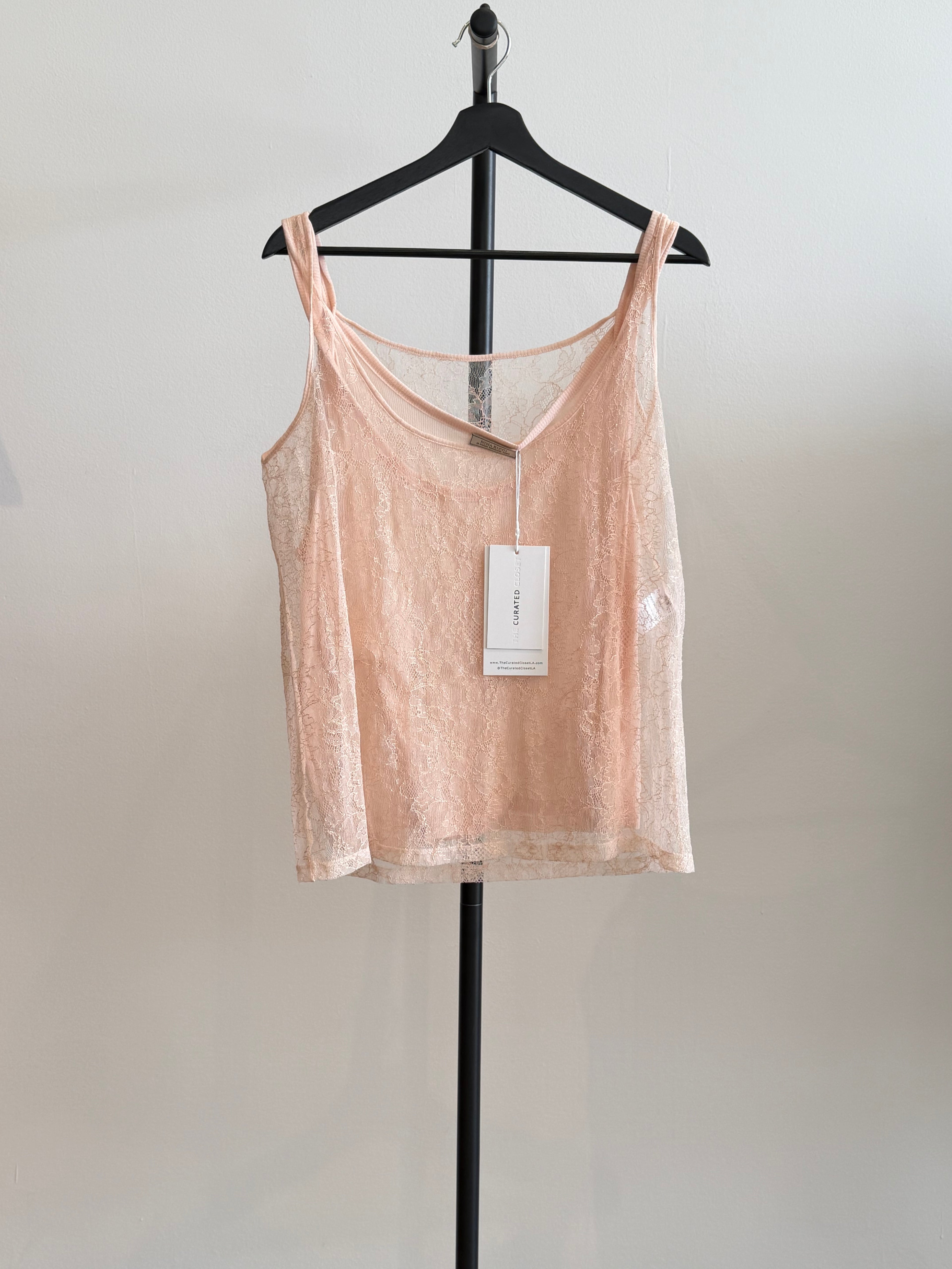 Nina Ricci Pink Lace Tank Top
