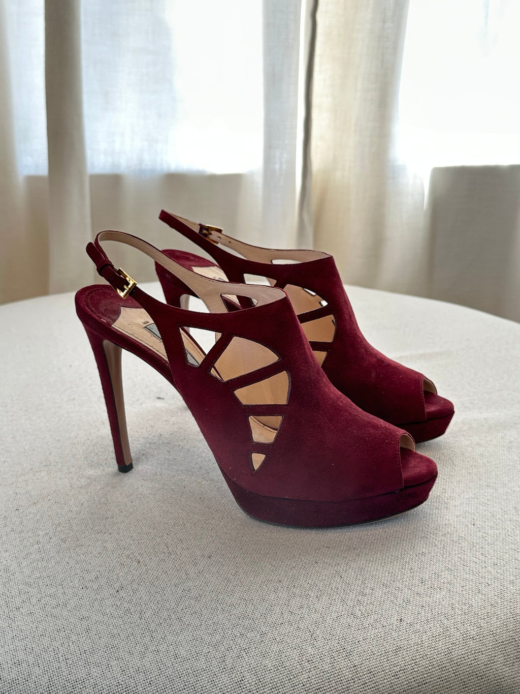 Prada Burgandy Sandal Heels