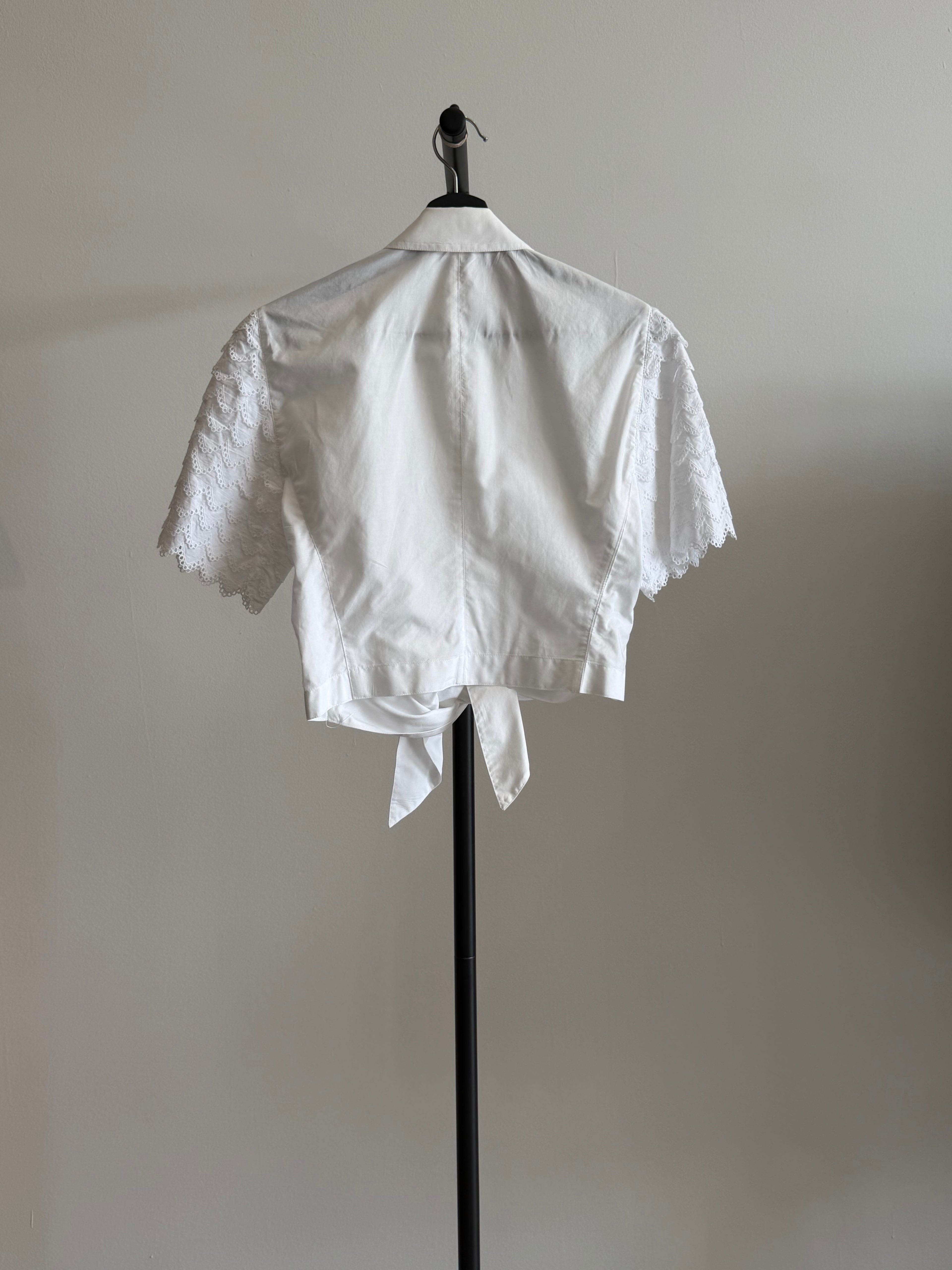 Escada Cotton Crop Top with Front Tie