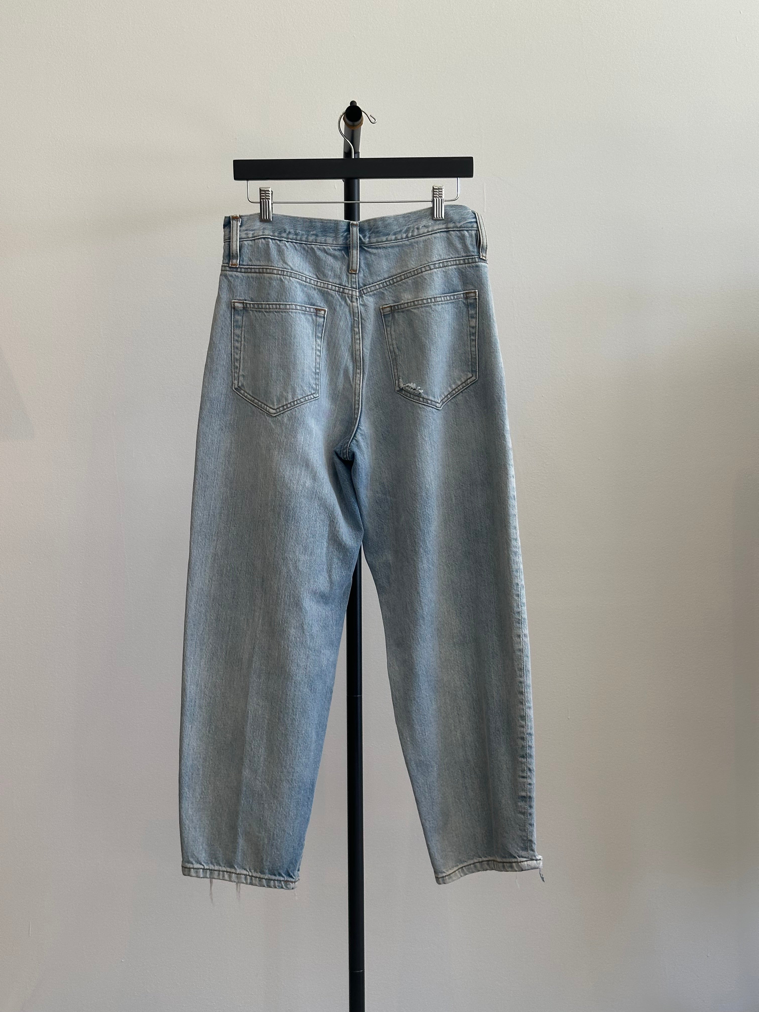 Frame Barrel Leg Jeans, Distressed , Size 29