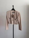 Sonia Rykiel Tan Long Sleeve Cropped Blouse