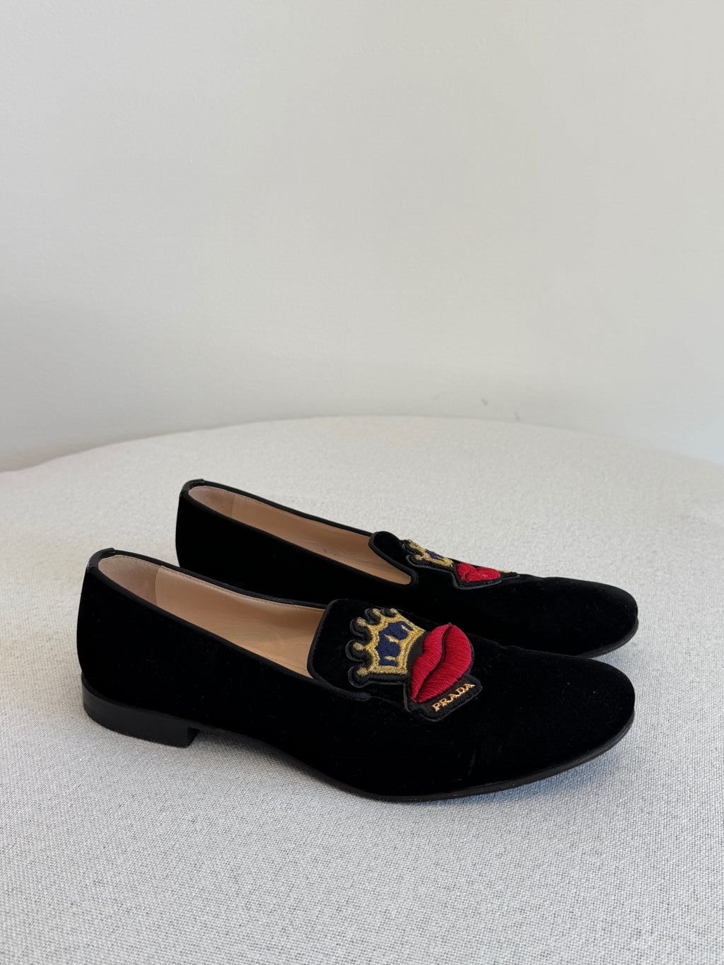 Prada Black Velvet Loafers