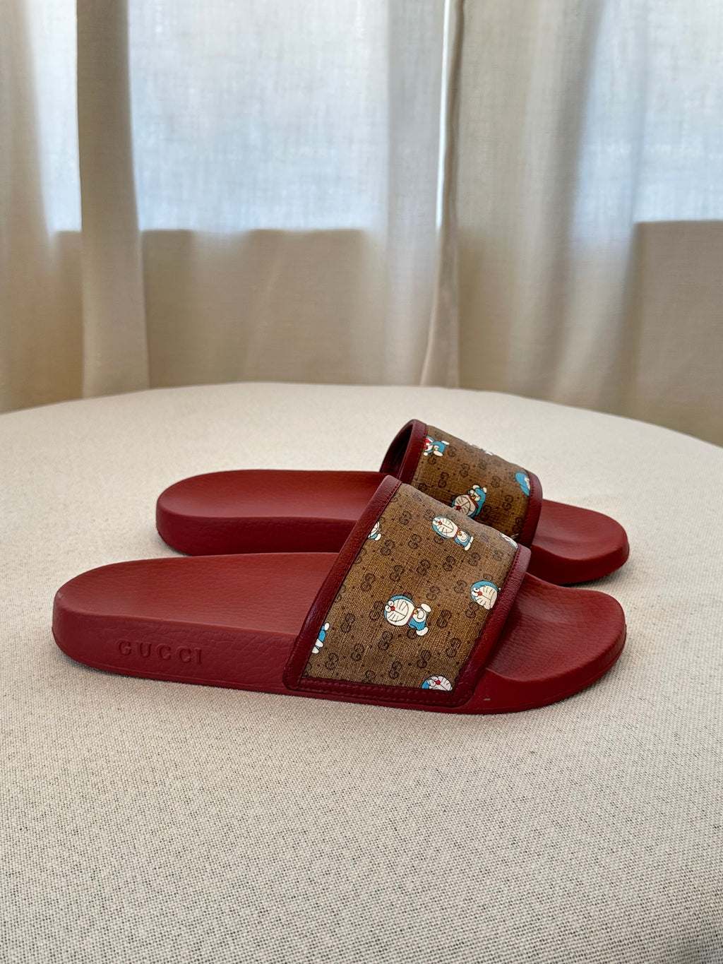 Gucci Burgandy Slip On Sandals