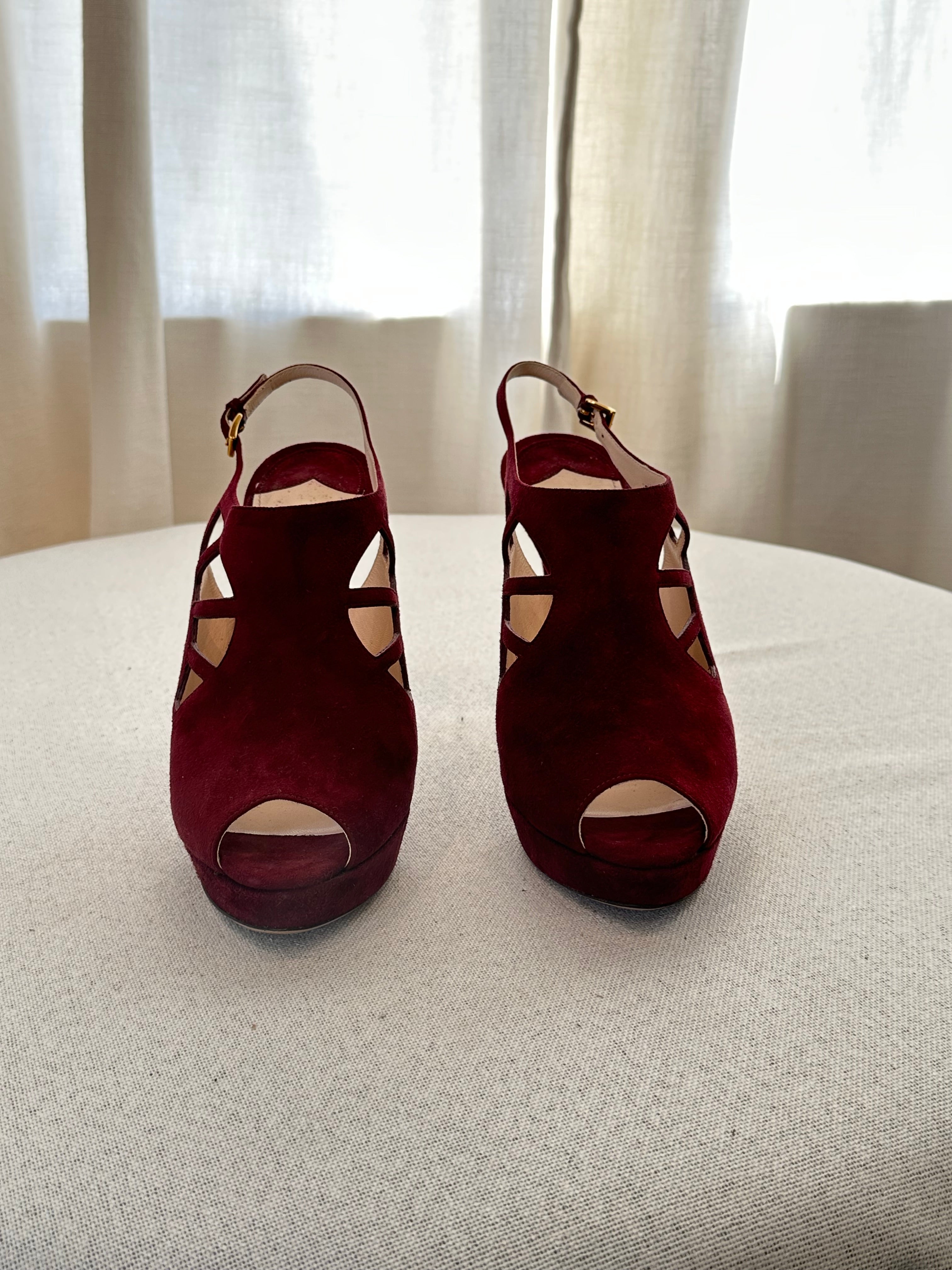 Prada Burgandy Sandal Heels