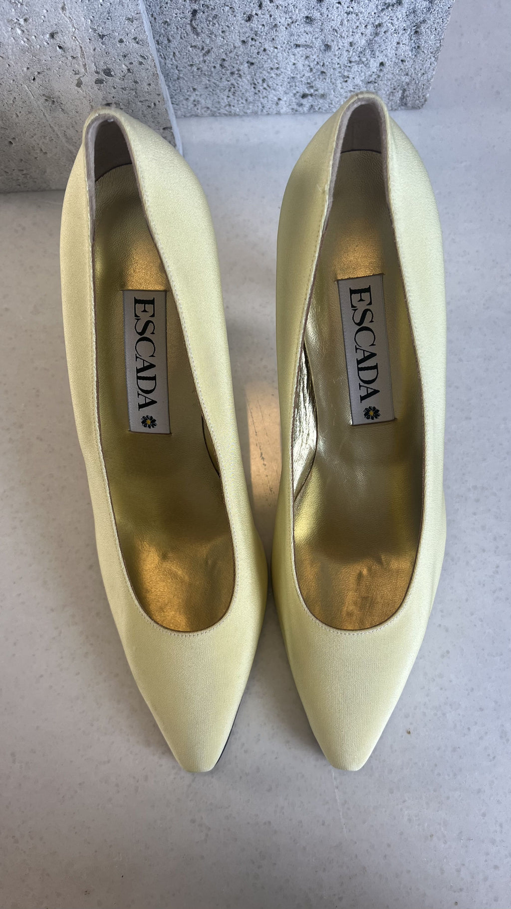 Escada Yellow Satin Pumps