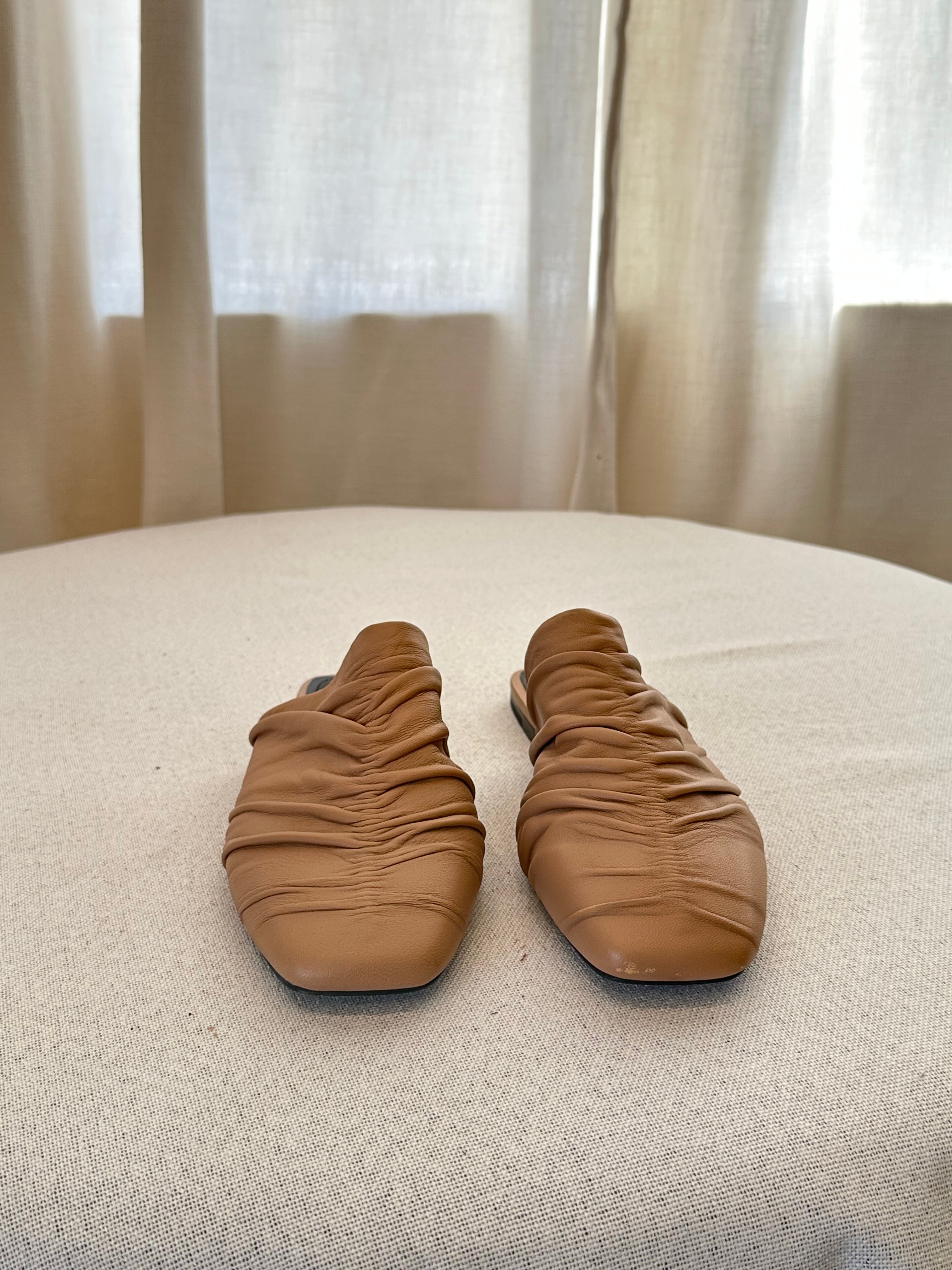 Donna Karan Leather Tan Mules